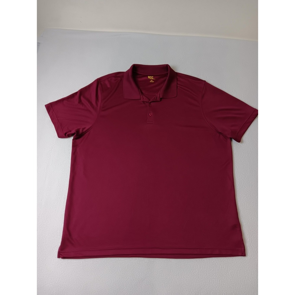 BCC Performance Polo Shirt Mens XL Red Moisture Wicking Breathable Golf Stretch